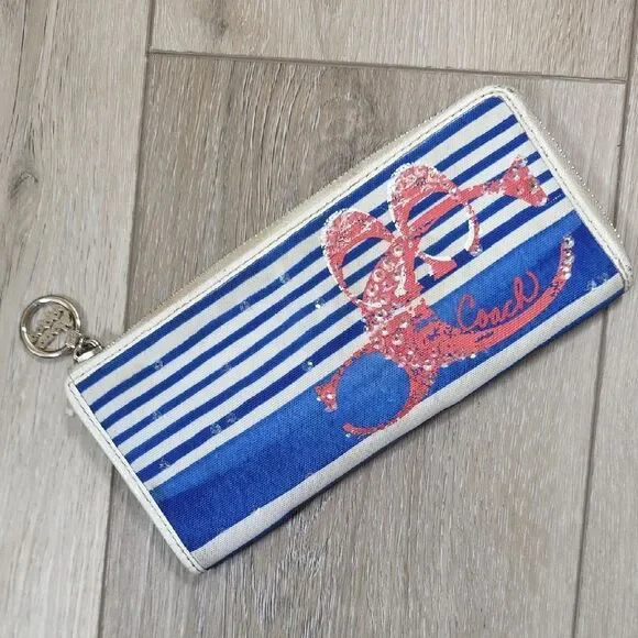 Coach Poppy Nautical Stripe Tote and Matching Wallet - Picture 14 of 16